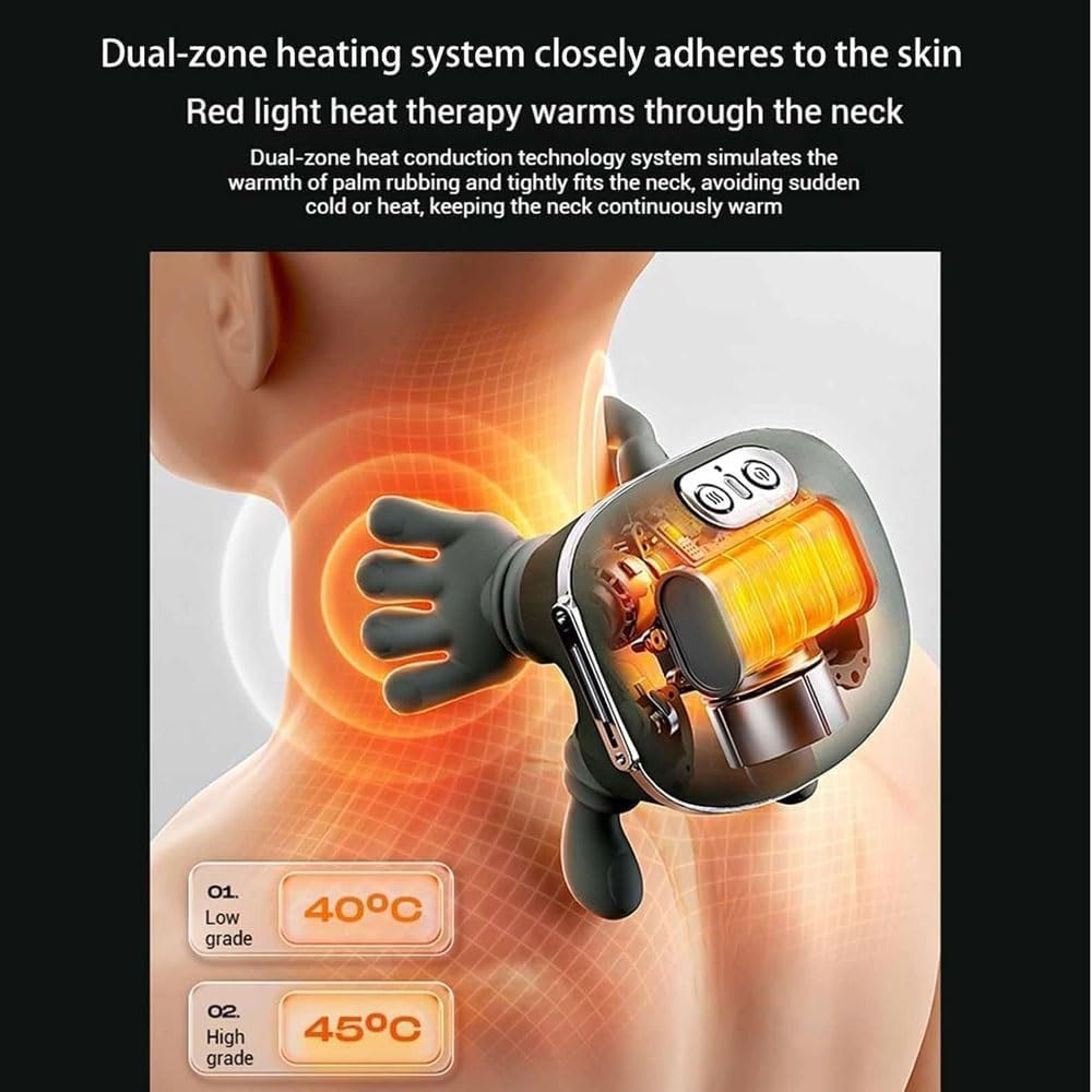 Massager, Wireless Portable Neck and Back Massager, Electric Deep Tissue 4D Kneading Massage, Simulated Human Hand Design for Pain Relief and Muscle Relax